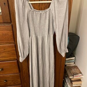 Madewell Gray Long Sleeve Bishop Sundress